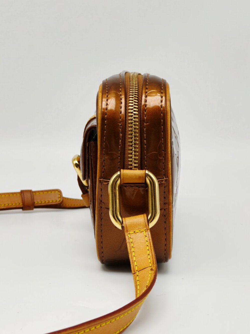 Louis Vuitton Vernis Christie MM Bronze Crossbody Shoulder Bag Patent Leather - Picture 6 of 15